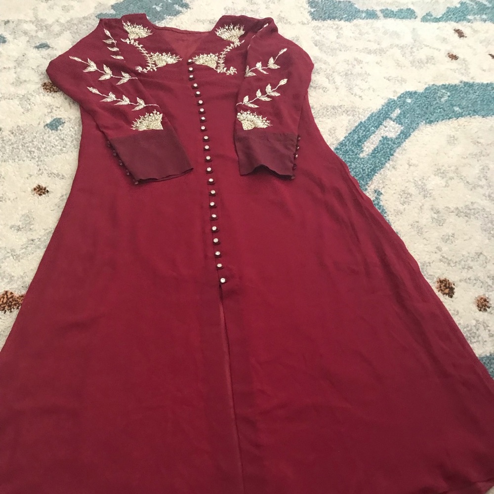 3 piece red/maroon Pakistani outfit